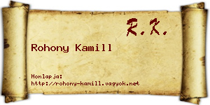 Rohony Kamill névjegykártya